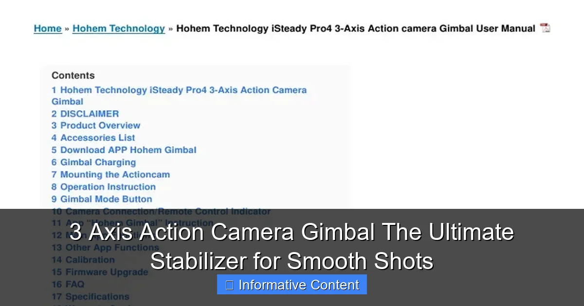 3 Axis Action Camera Gimbal The Ultimate Stabilizer for Smooth Shots