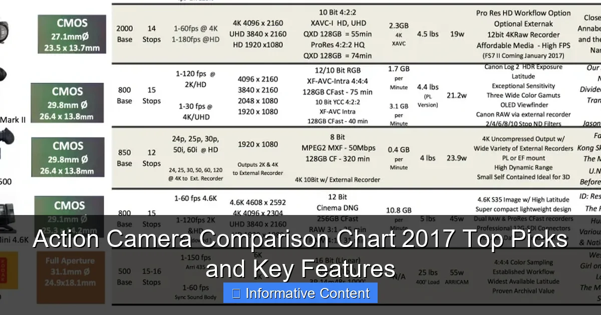 Action Camera Comparison Chart 2017 Top Picks and Key Features