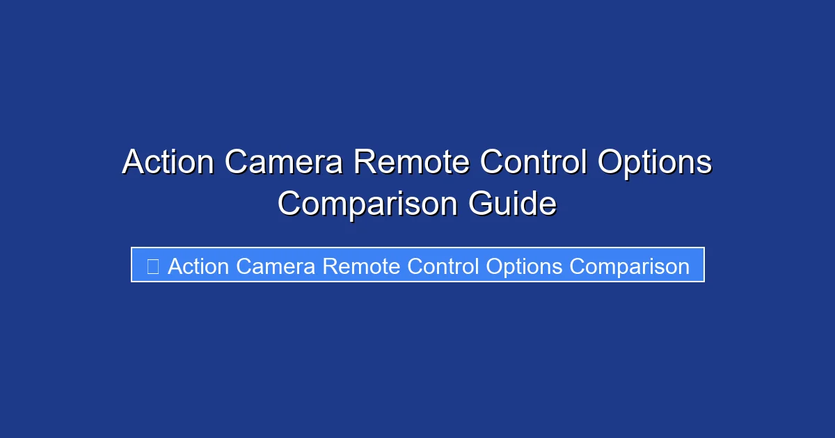 Action Camera Remote Control Options Comparison Guide