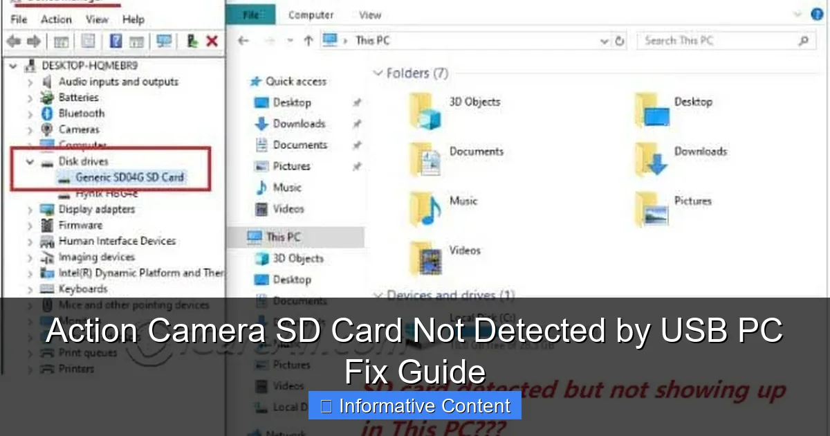 Action Camera SD Card Not Detected by USB PC Fix Guide