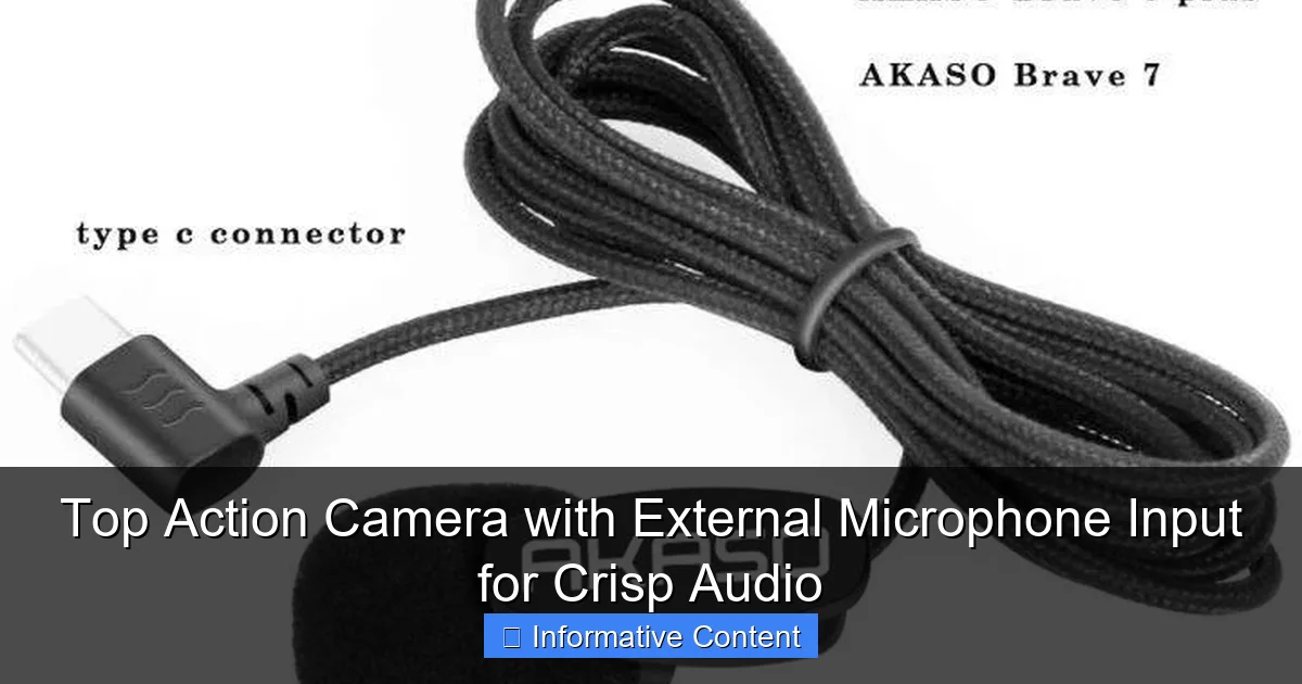 Top Action Camera with External Microphone Input for Crisp Audio
