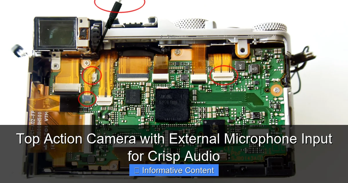 Top Action Camera with External Microphone Input for Crisp Audio