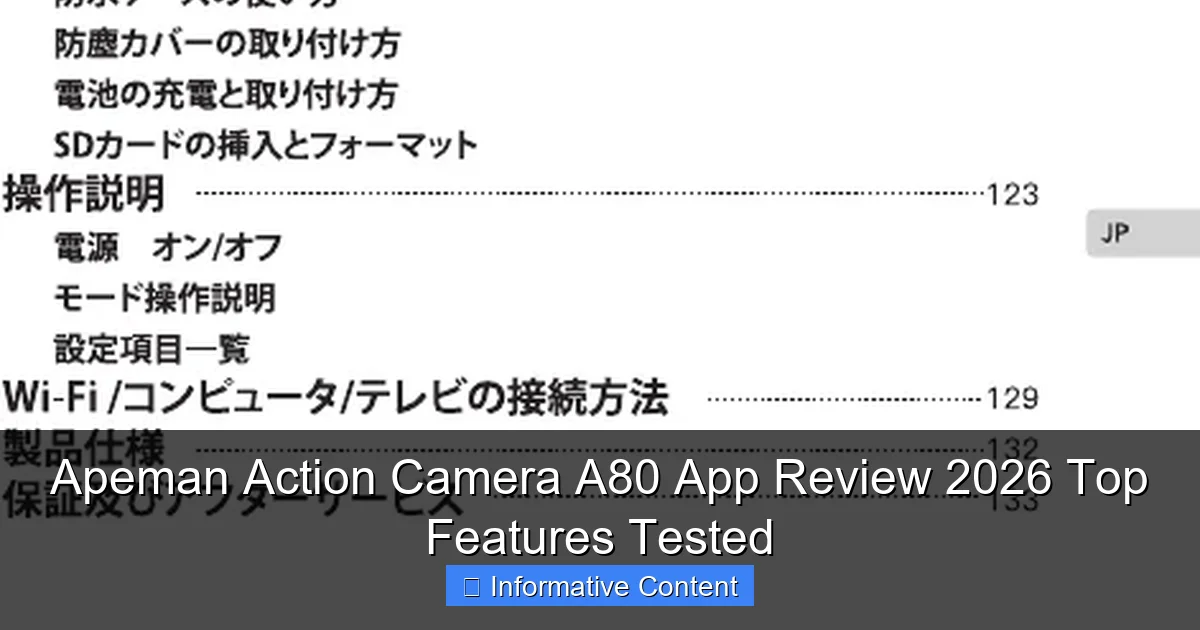 Apeman Action Camera A80 App Review 2026 Top Features Tested