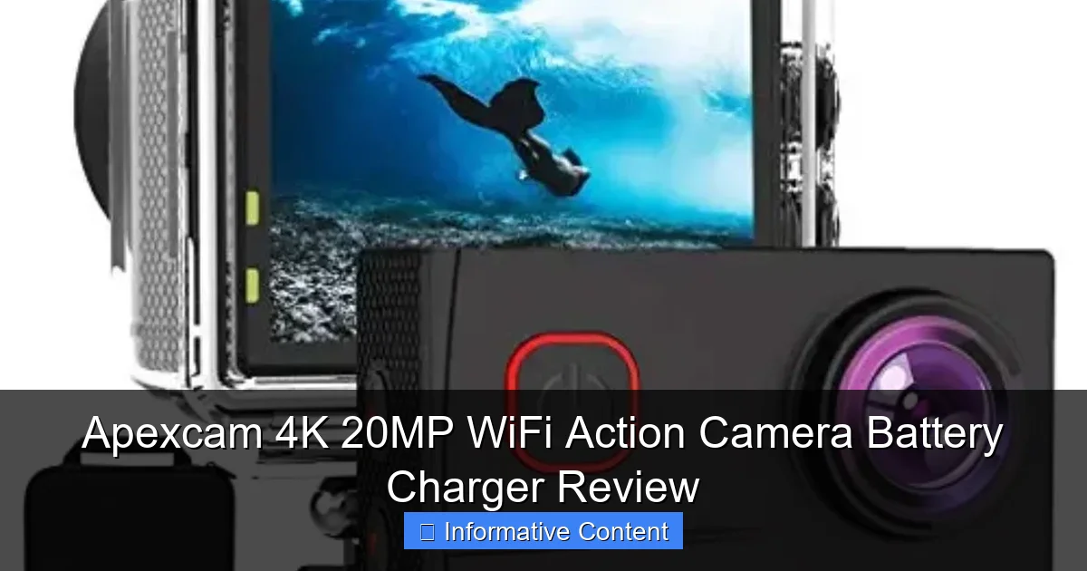 Apexcam 4K 20MP WiFi Action Camera Battery Charger Review