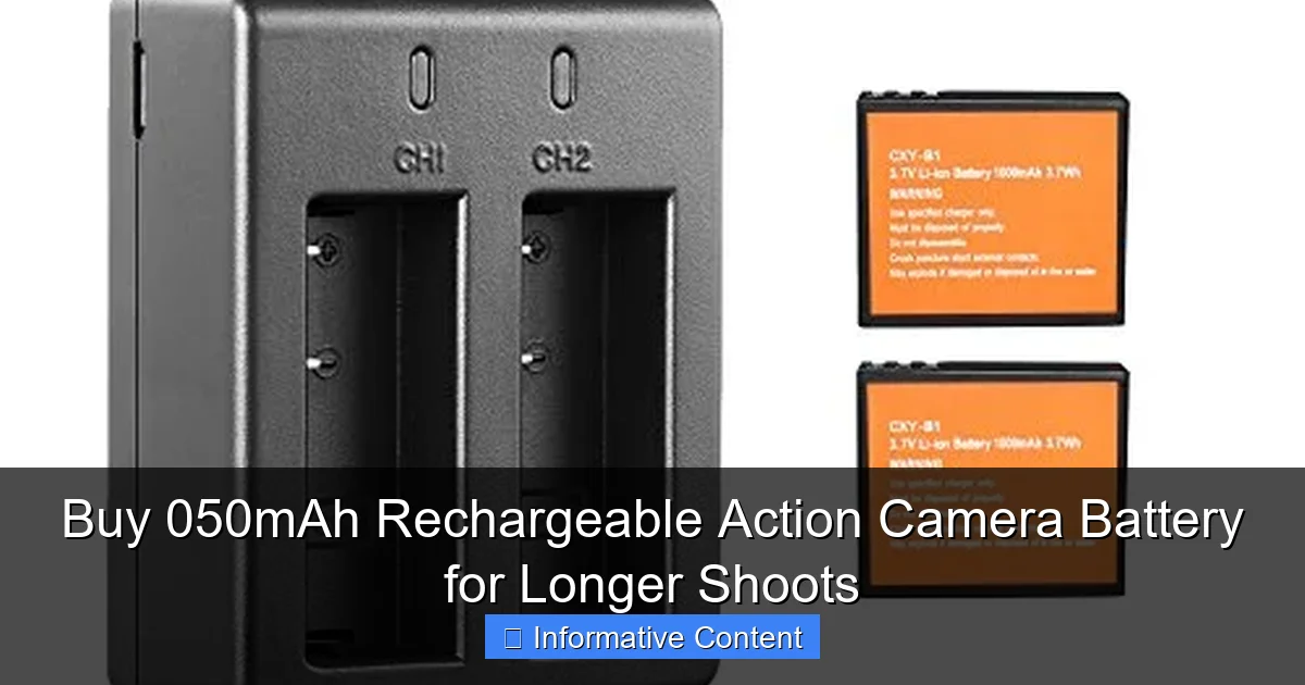 Buy 050mAh Rechargeable Action Camera Battery for Longer Shoots