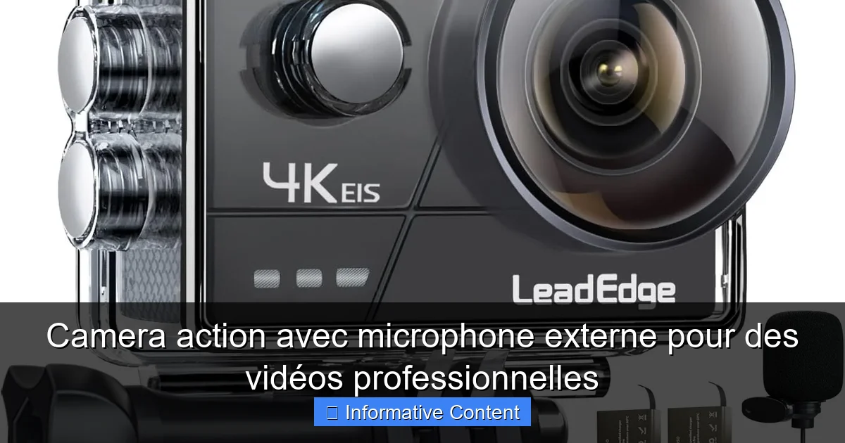 Camera action avec microphone externe pour des vidéos professionnelles