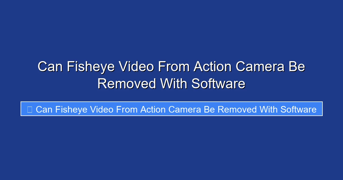 Can Fisheye Video From Action Camera Be Removed With Software
