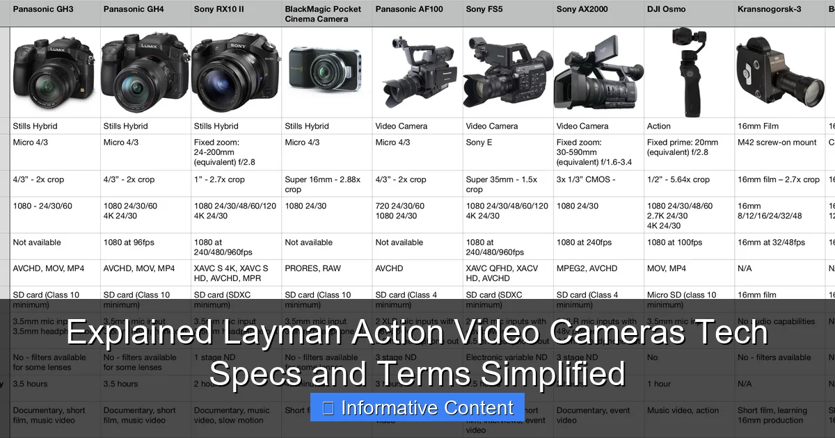 Explained Layman Action Video Cameras Tech Specs and Terms Simplified