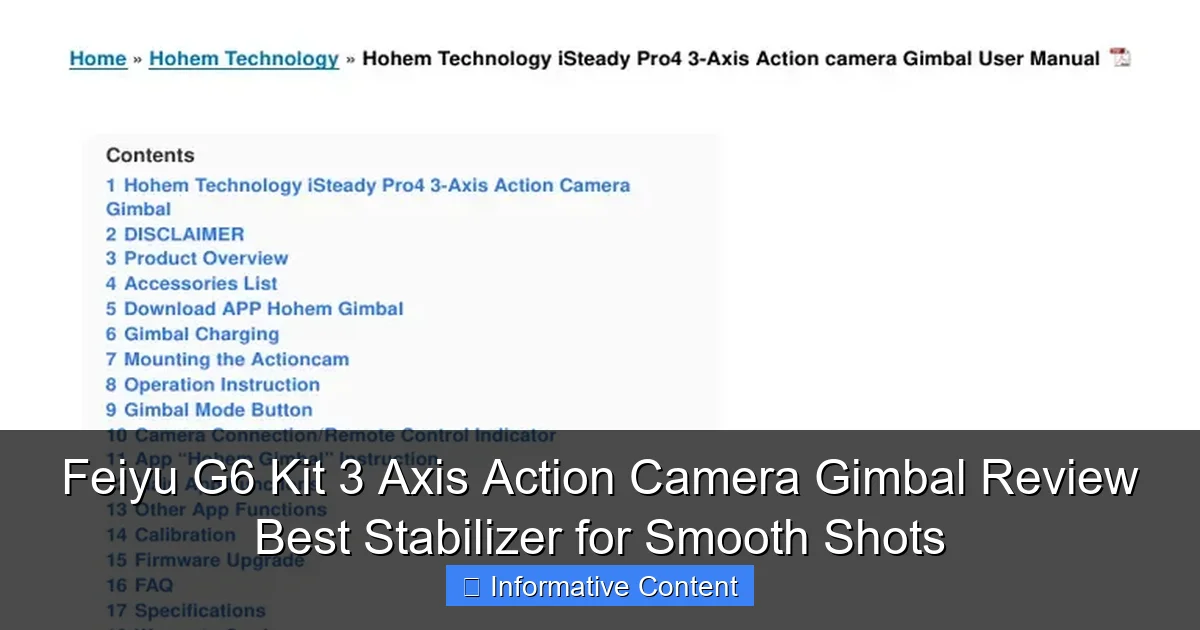 Feiyu G6 Kit 3 Axis Action Camera Gimbal Review Best Stabilizer for Smooth Shots
