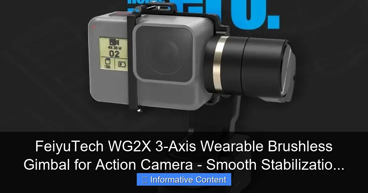 FeiyuTech WG2X 3-Axis Wearable Brushless Gimbal for Action Camera - Smooth Stabilizatio...