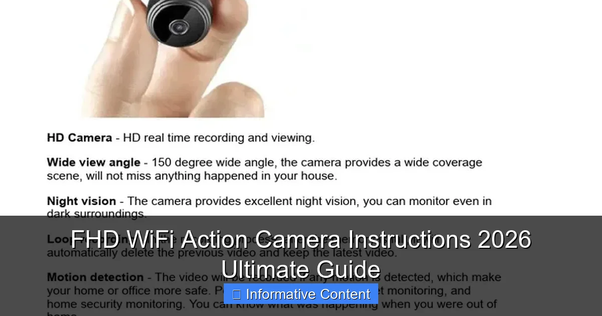 FHD WiFi Action Camera Instructions 2026 Ultimate Guide