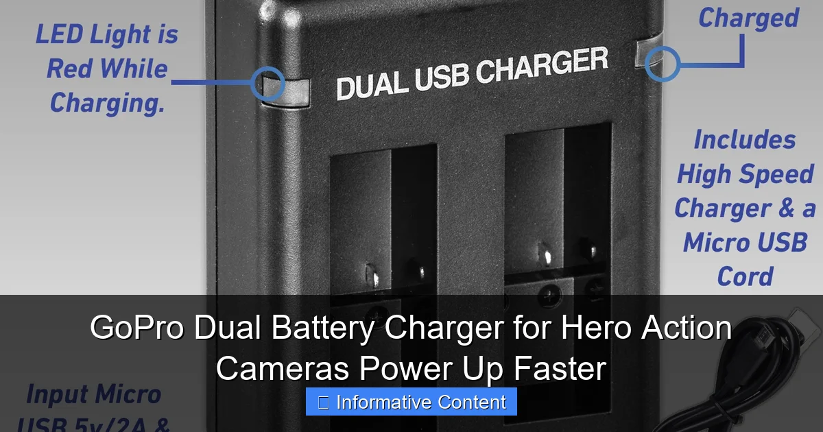 GoPro Dual Battery Charger for Hero Action Cameras Power Up Faster