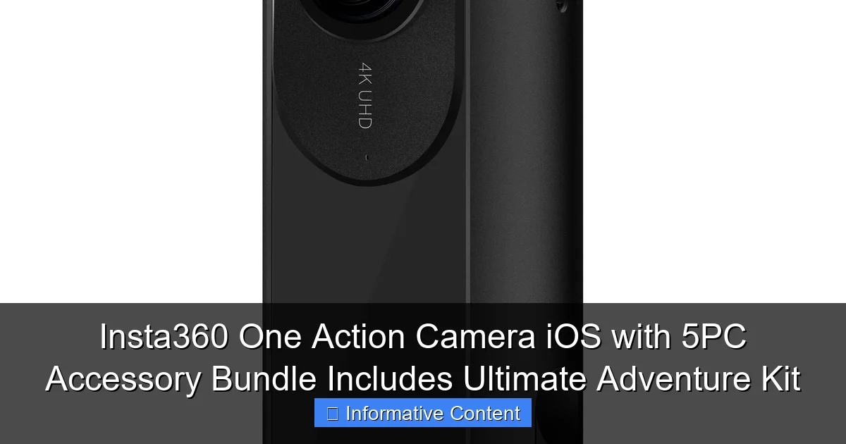 Insta360 One Action Camera iOS with 5PC Accessory Bundle Includes Ultimate Adventure Kit