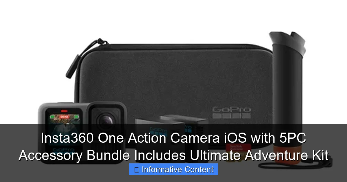 Insta360 One Action Camera iOS with 5PC Accessory Bundle Includes Ultimate Adventure Kit