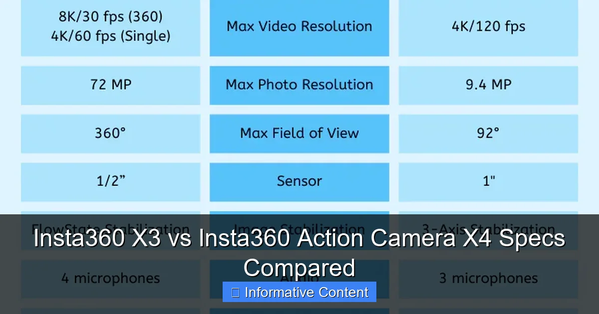 Insta360 X3 vs Insta360 Action Camera X4 Specs Compared