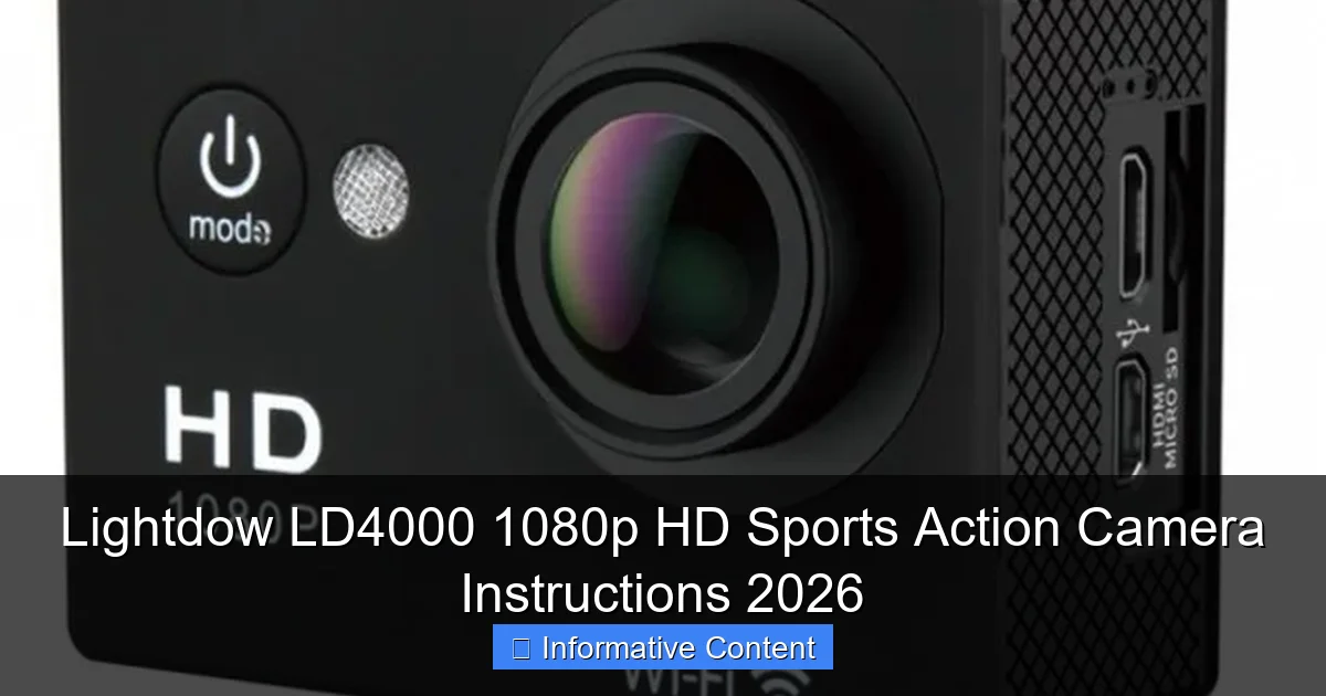 Lightdow LD4000 1080p HD Sports Action Camera Instructions 2026