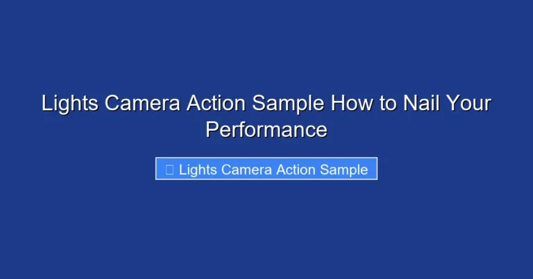 Lights Camera Action Sample How to Nail Your Performance