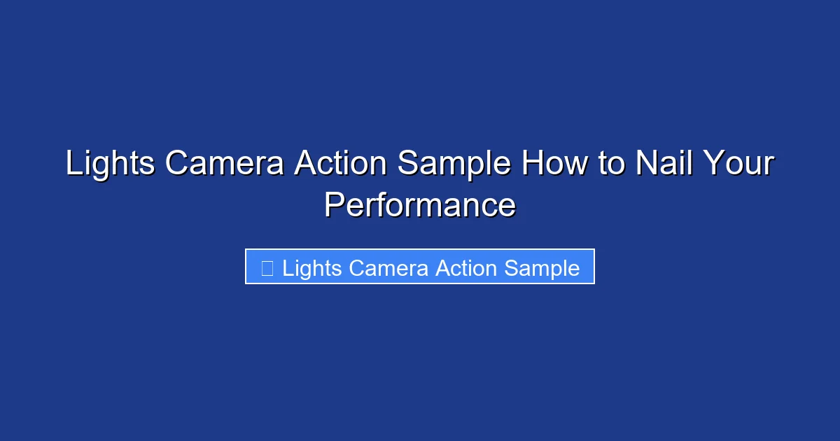 Lights Camera Action Sample How to Nail Your Performance