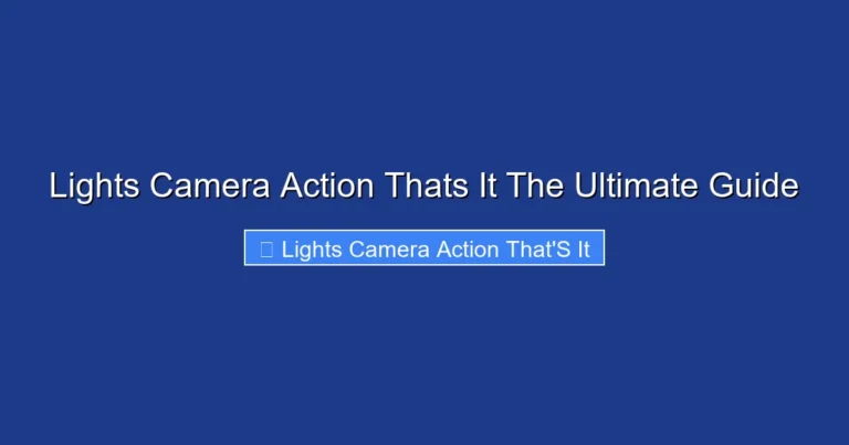 Lights Camera Action Thats It The Ultimate Guide