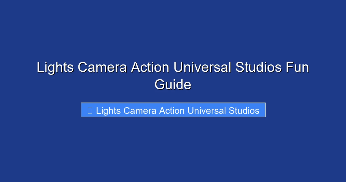 Lights Camera Action Universal Studios Fun Guide
