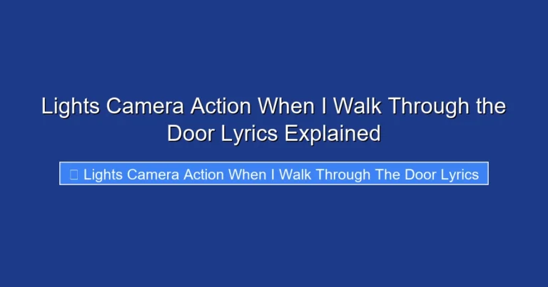 Lights Camera Action When I Walk Through the Door Lyrics Explained