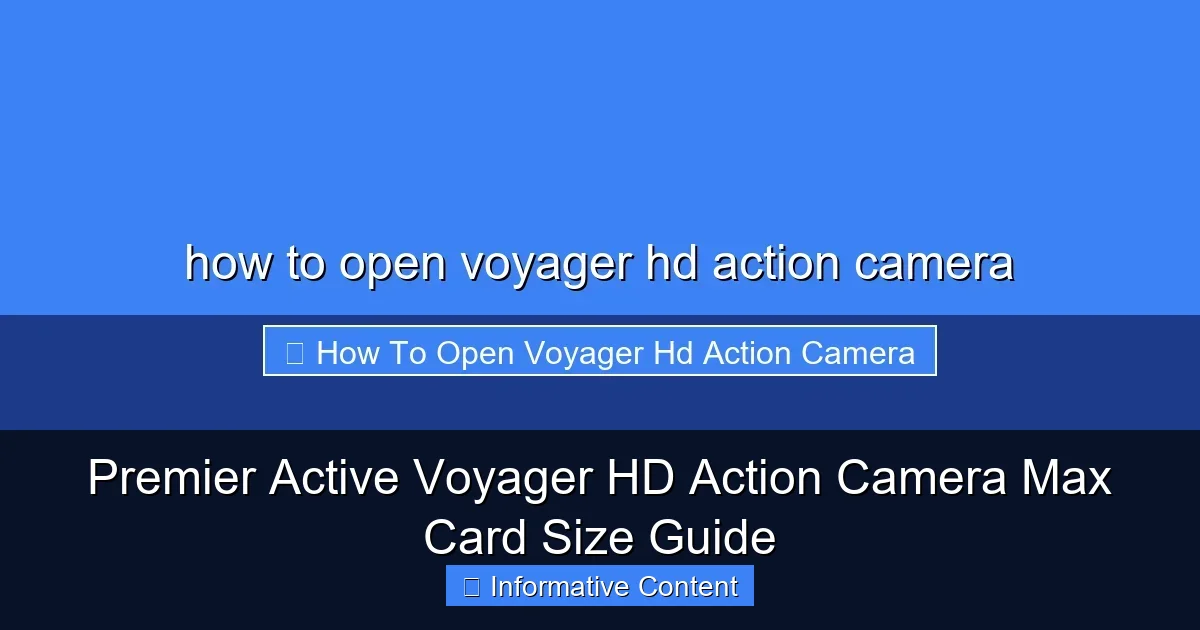 Premier Active Voyager HD Action Camera Max Card Size Guide