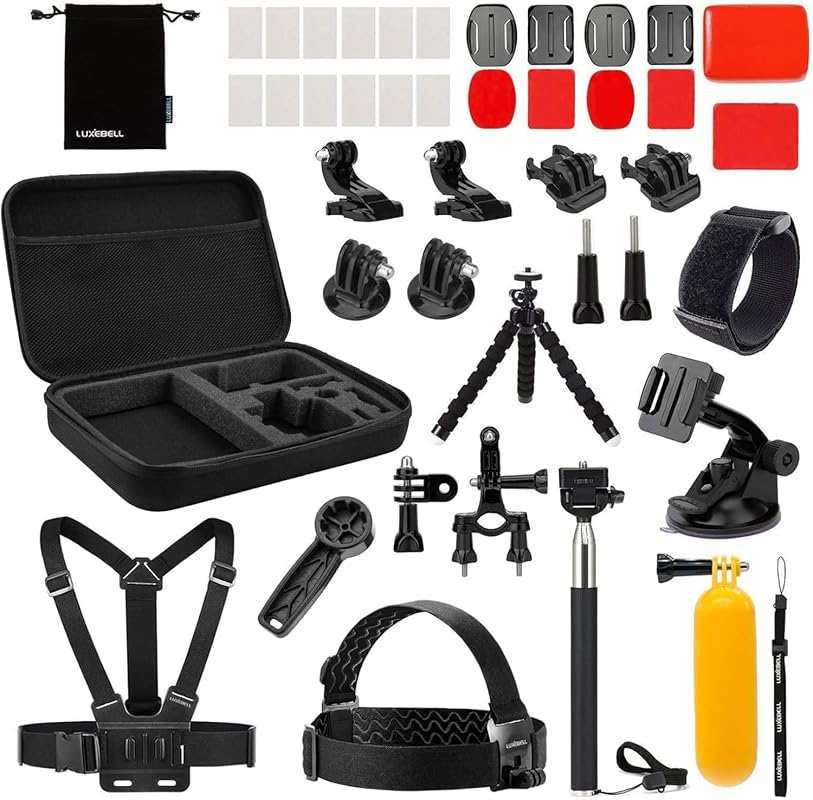 Action Camera Accessory Kit with Mounts and Case for GoPro and Akaso