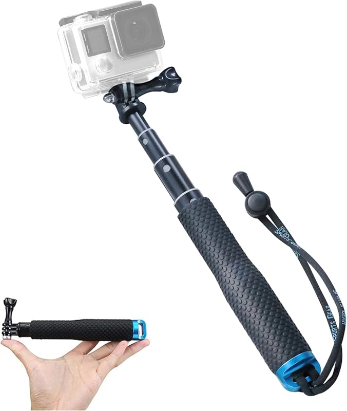 19” Short Extension Selfie Stick Compact Handle Grip Adjustable Waterp
