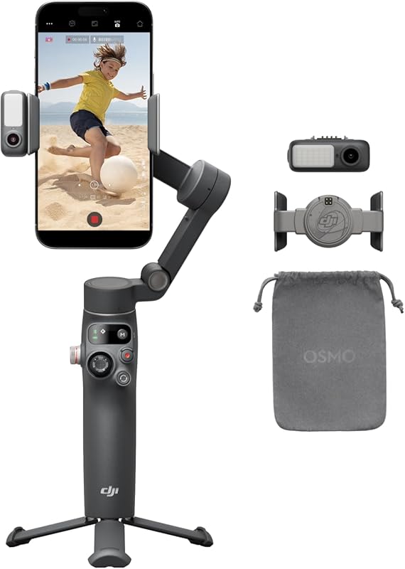 DJI Phone Gimbal with Native Tracking and Built-in Tripod for iPhone a