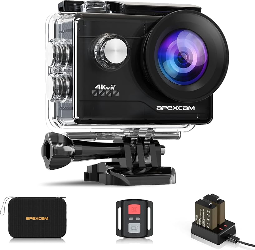 Inexpensive 4K Action Camera with 20MP, WiFi, 2 Batteries, and Mountin
