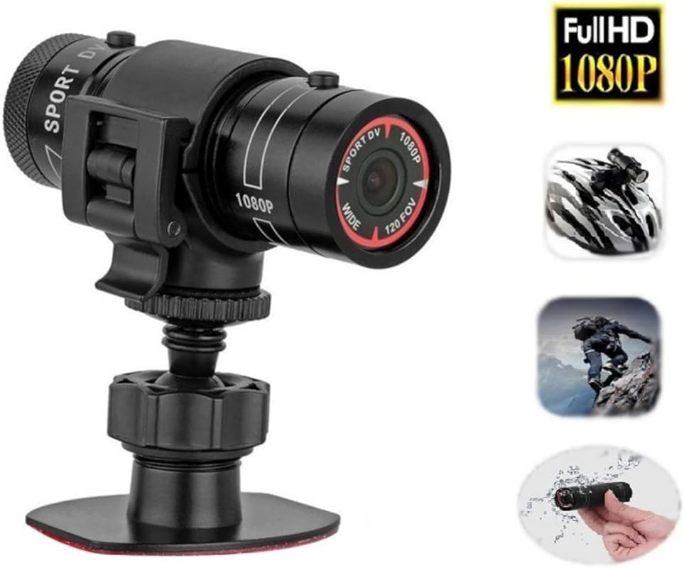 Zerone Mini HD Action Camera with IPX-4 Waterproof Rating, Mic, and Mount