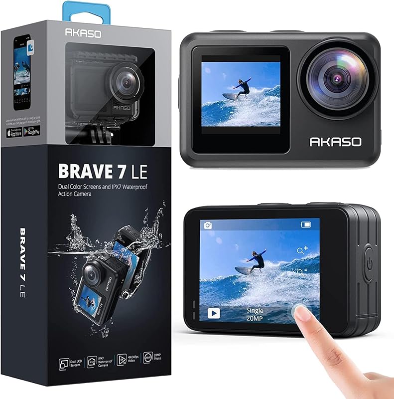 AKASO Brave 7 LE 4K Action Camera with Touch Screen, EIS 2.0, and 131f