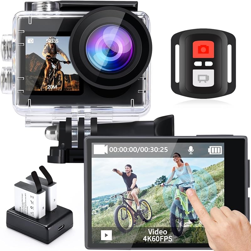 Compact Action Camera with 20MP Photos, 5X Zoom, and EIS for Video