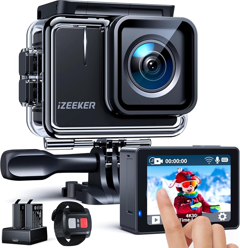 iZEEKER Action Camera 4K30FPS 20MP, 40M Underwater Camera Waterproof, 