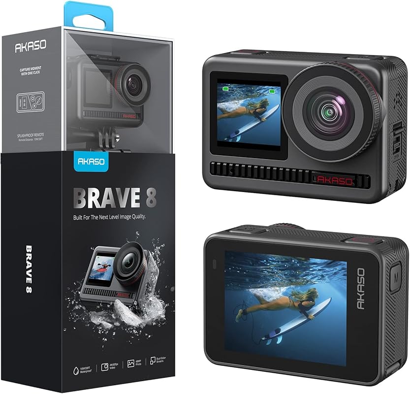 AKASO Brave 8 4K60FPS Action Camera with Touch Screen and Waterproof B