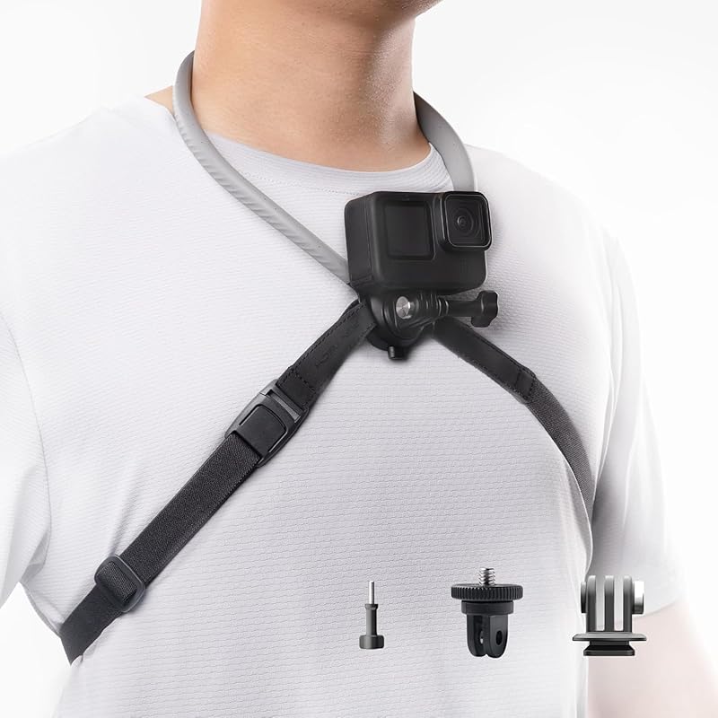 Adjustable Neck Mount for POV Vlogging – Fits GoPro Hero 12/13 and DJI