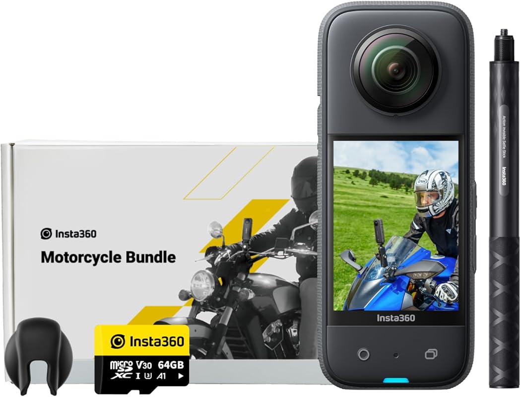 Insta360 X3 Motorcycle Kit: 5.7K 360 camera with HDR video, stabilization, and Me Mode
