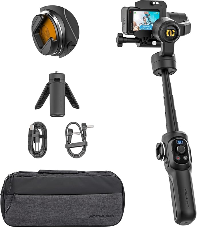 3-Axis Gimbal for GoPro Hero 8 to 12 with Built-in Extension Rod
