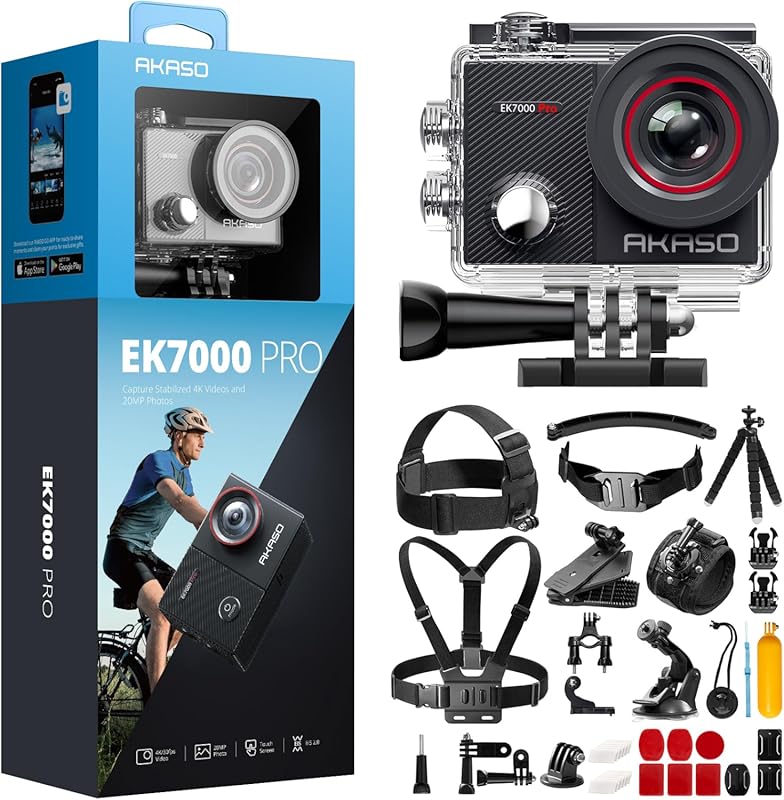 AKASO EK7000 Pro Action Camera and 42 in 1 Action Camera Accessories K