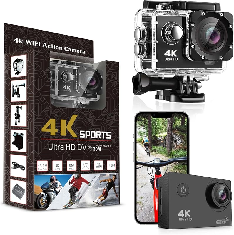 Pro Xtreme 4K Waterproof Action Camera with Wide-Angle Lens and Wi-Fi 