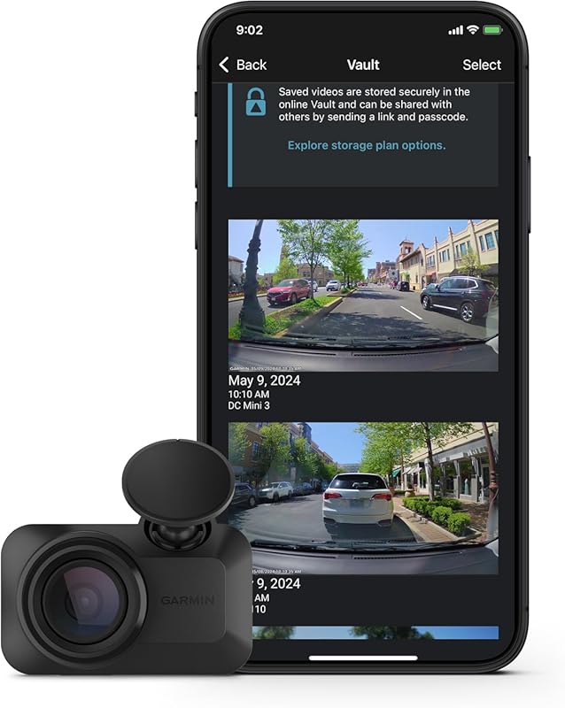 Garmin Dash Cam Mini 3 Ultracompact 1080p HD Camera with 140-Degree Vi