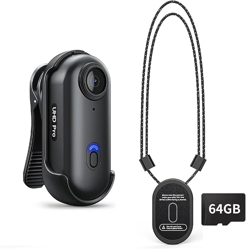 4K Mini Action Camera with 64GB, 360° Clip, Magnetic Mount, and 120-Mi