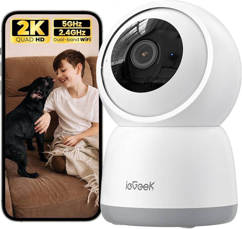 ieGeek 2K Indoor Home Security Cameras,360° Pet Camera with Auto Track
