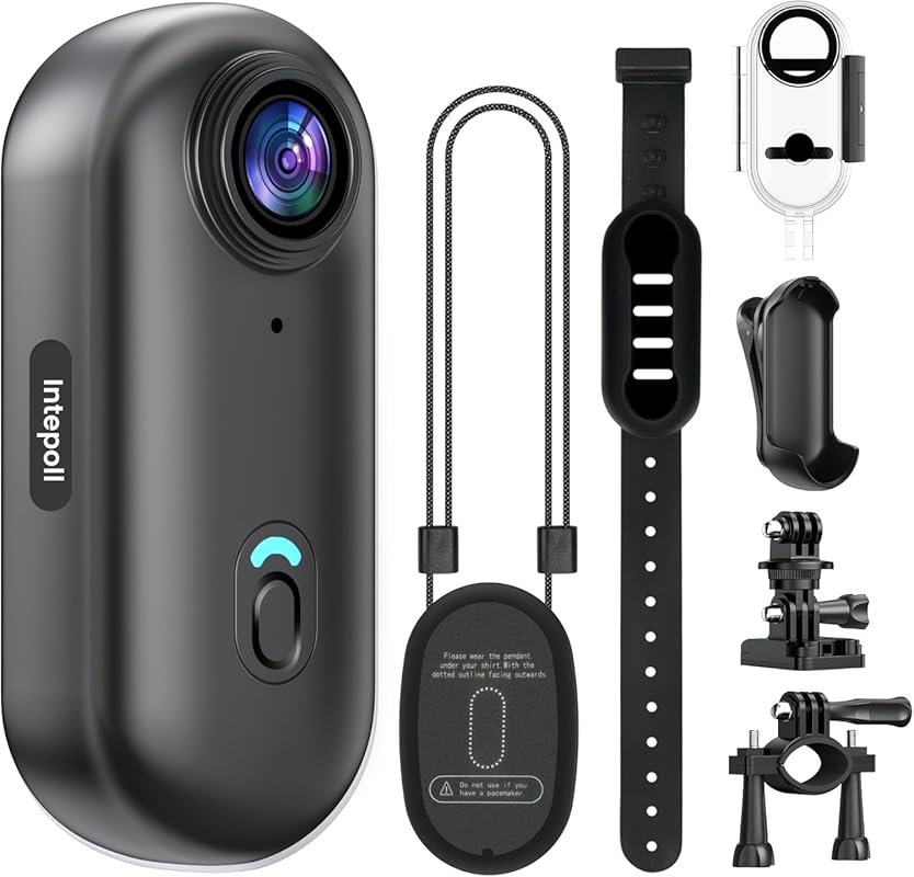 4K Mini Wearable Action Camera with 128GB, IPX7 Waterproof, Helmet Mou