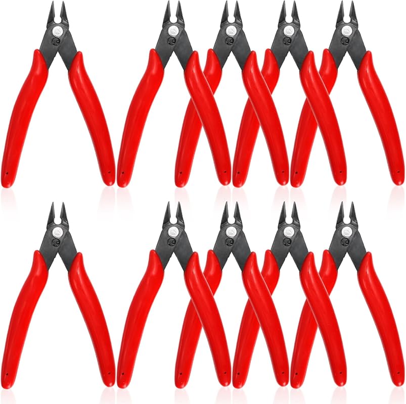 10 Pack 170 Wire Cutters, 5 Inch Small Precision Flush Cut Pliers with
