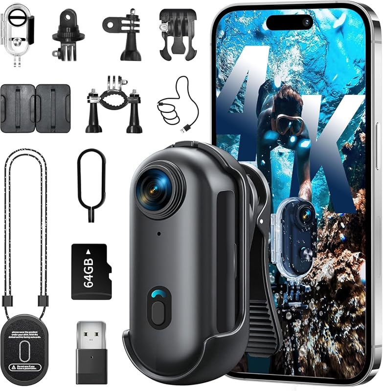 4K Wearable Body Camera with Hands-Free Recording for Work, Travel, an