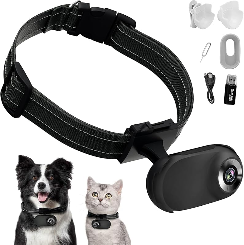 HD 1080P Pet Collar Camera for Dogs and Cats – Wireless Mini Action Ca