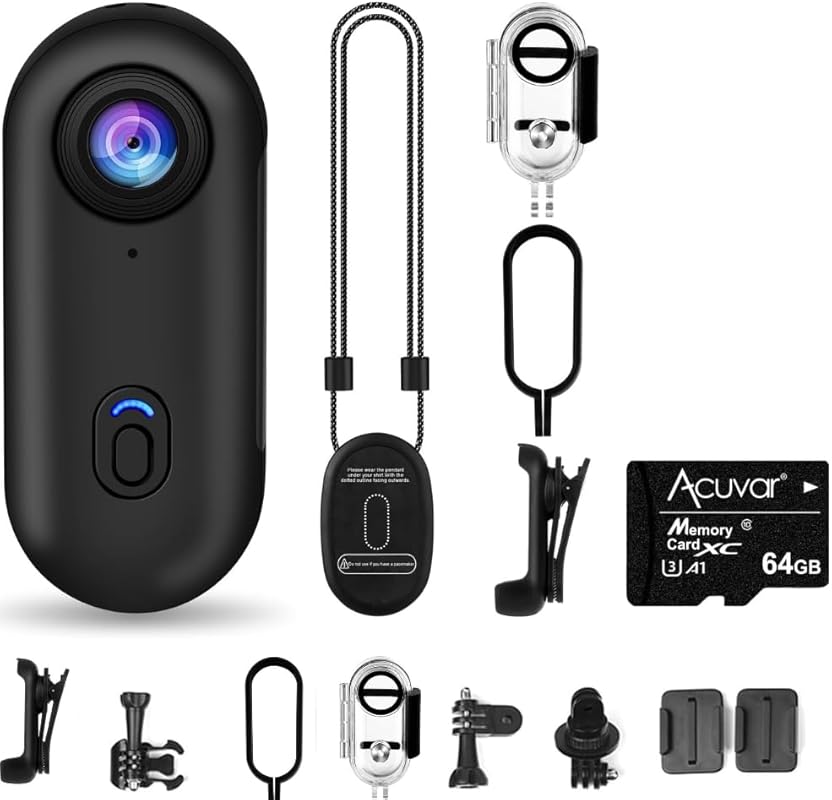 64GB FHD 1080P Mini Body Camera, Wearable Action Body Cam, Thumb Size