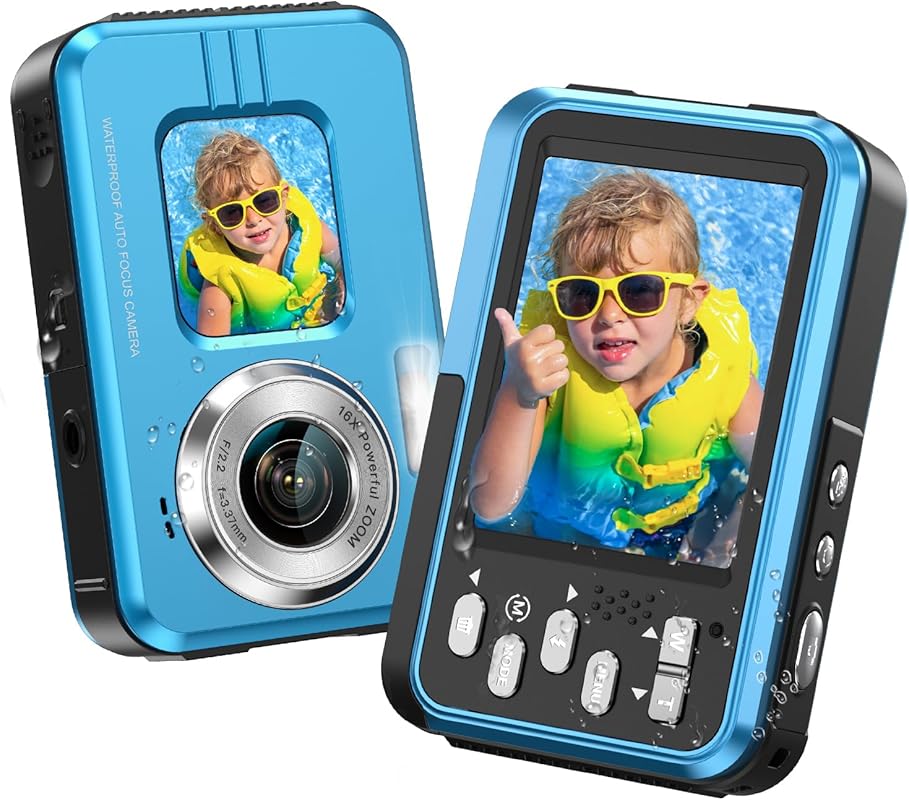 Compact 4K Underwater Camera for Snorkeling: 64MP Autofocus with Dual 