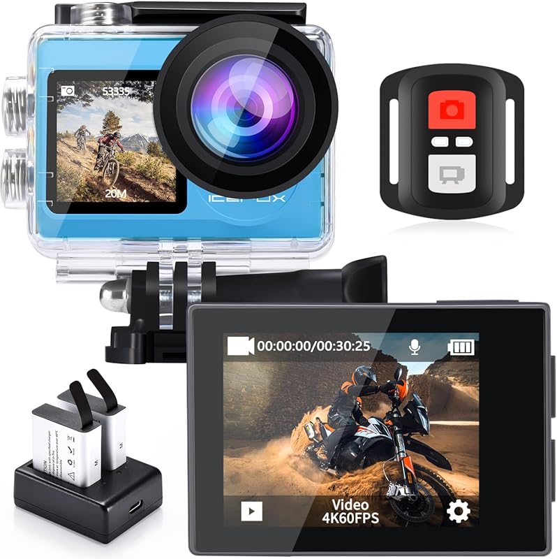 Icefox i8 4K Action Camera with 20MP Photos, 5X Zoom, and App Editing
